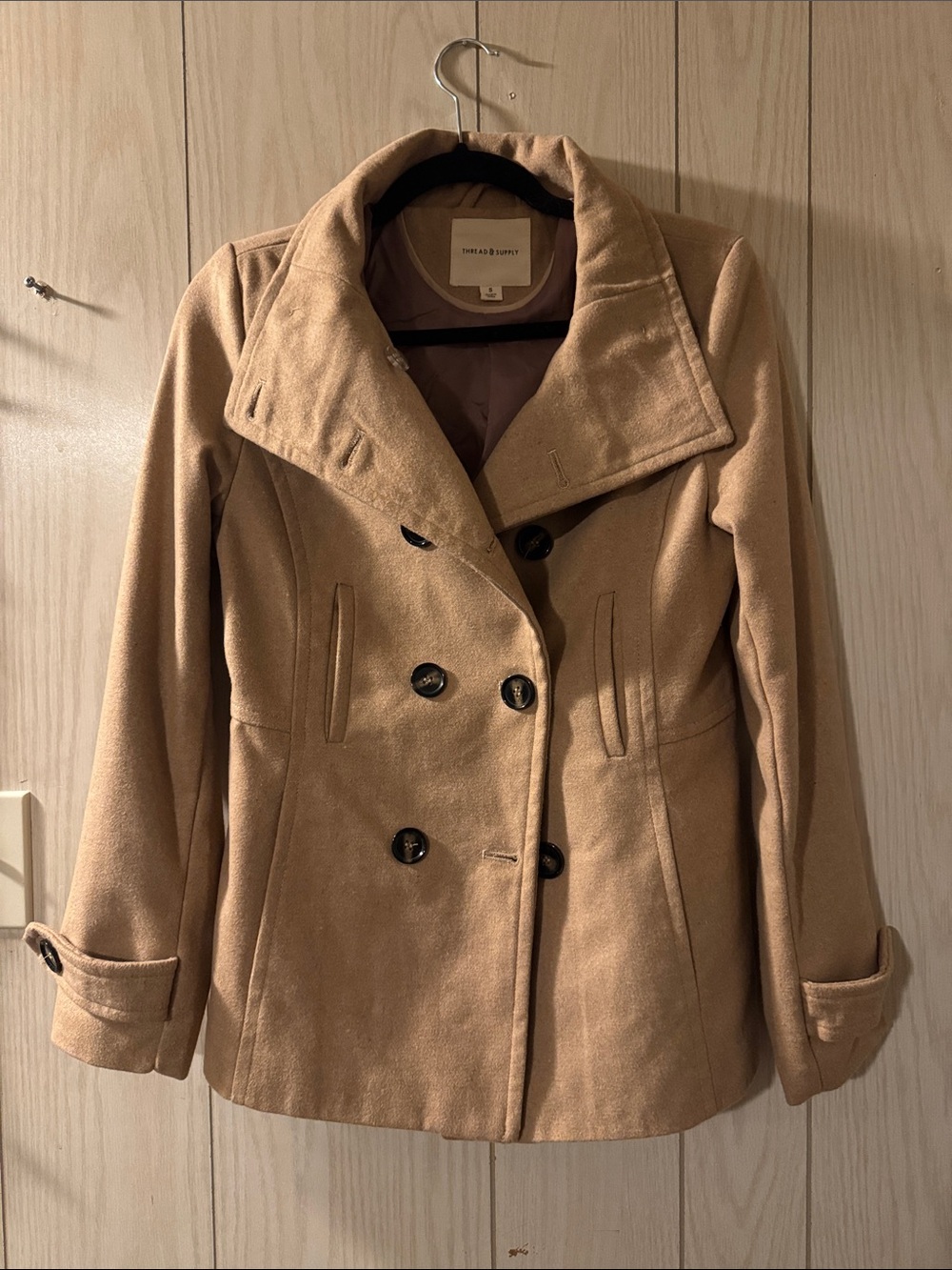 Thread & Supply Camel Double-Breasted Peacoat